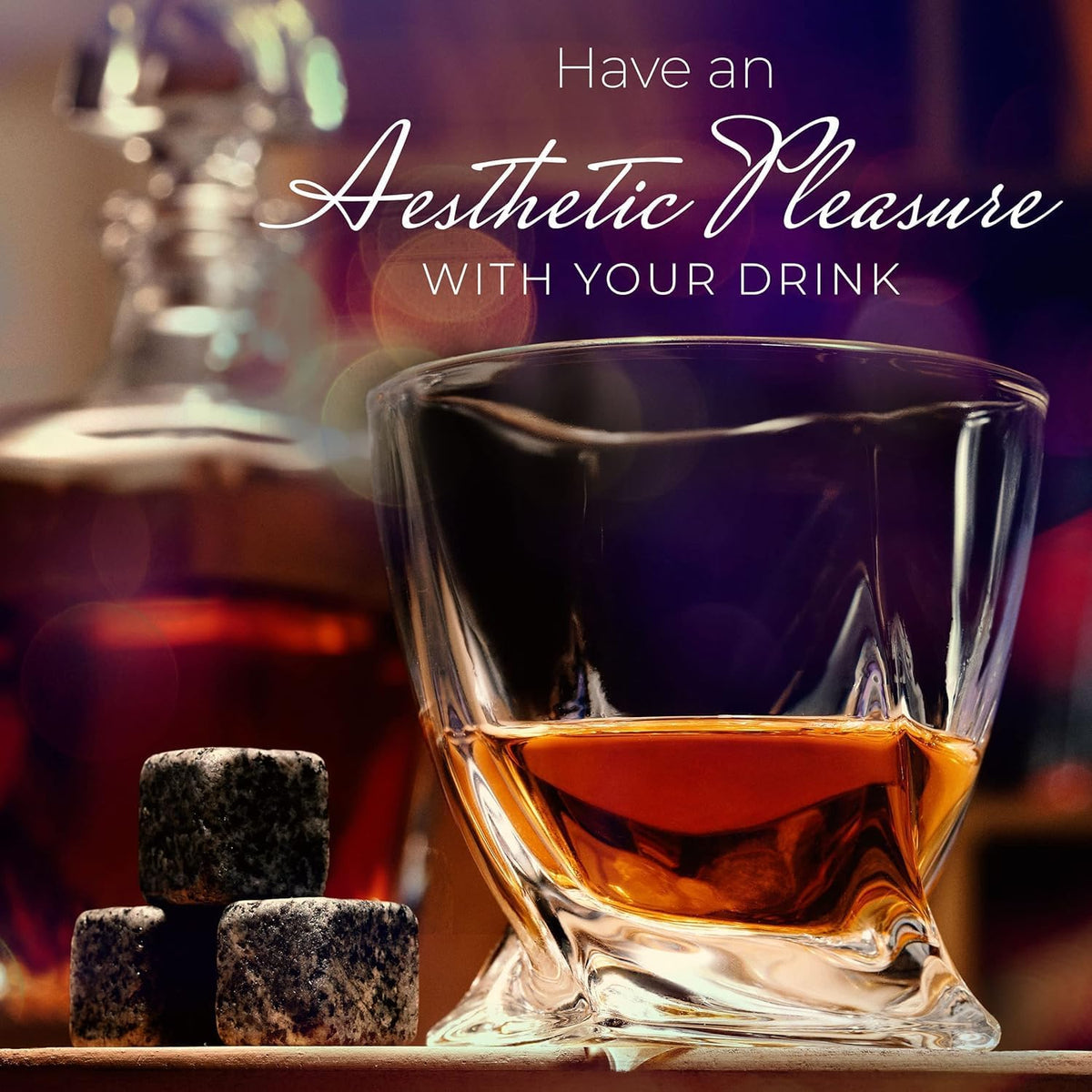 Whiskey Decanter Set for Men with 4 Drinking Glasses for Cognac, Bourbon, Rum, Scotch, Liquor