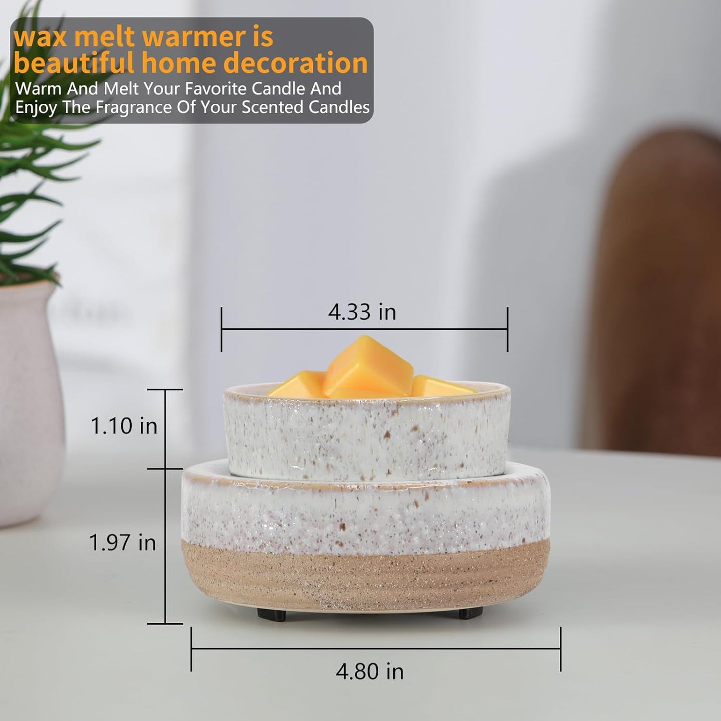 Wax Melt Warmer, Ceramic Candle Melter Melting Wax 3-in-1 Oil Burner Electric Fits Yankee Large