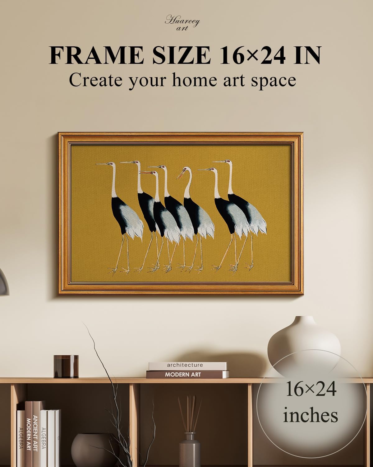 HUARCEY Gold Framed Vintage Wall Art for Living Room, Animals Painting Prints Shelf Decor for