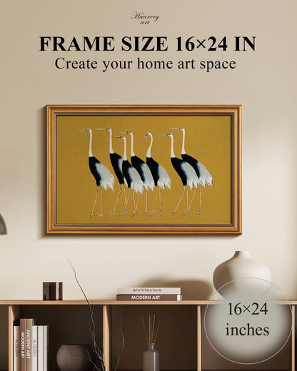 HUARCEY Gold Framed Vintage Wall Art for Living Room, Animals Painting Prints Shelf Decor for