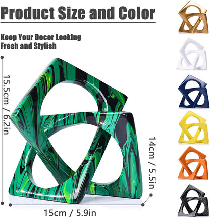 XMGZQ Emerald Green Knot Statue for Coffee Table Centerpiece Decor,Modern Abstract Art Geometric