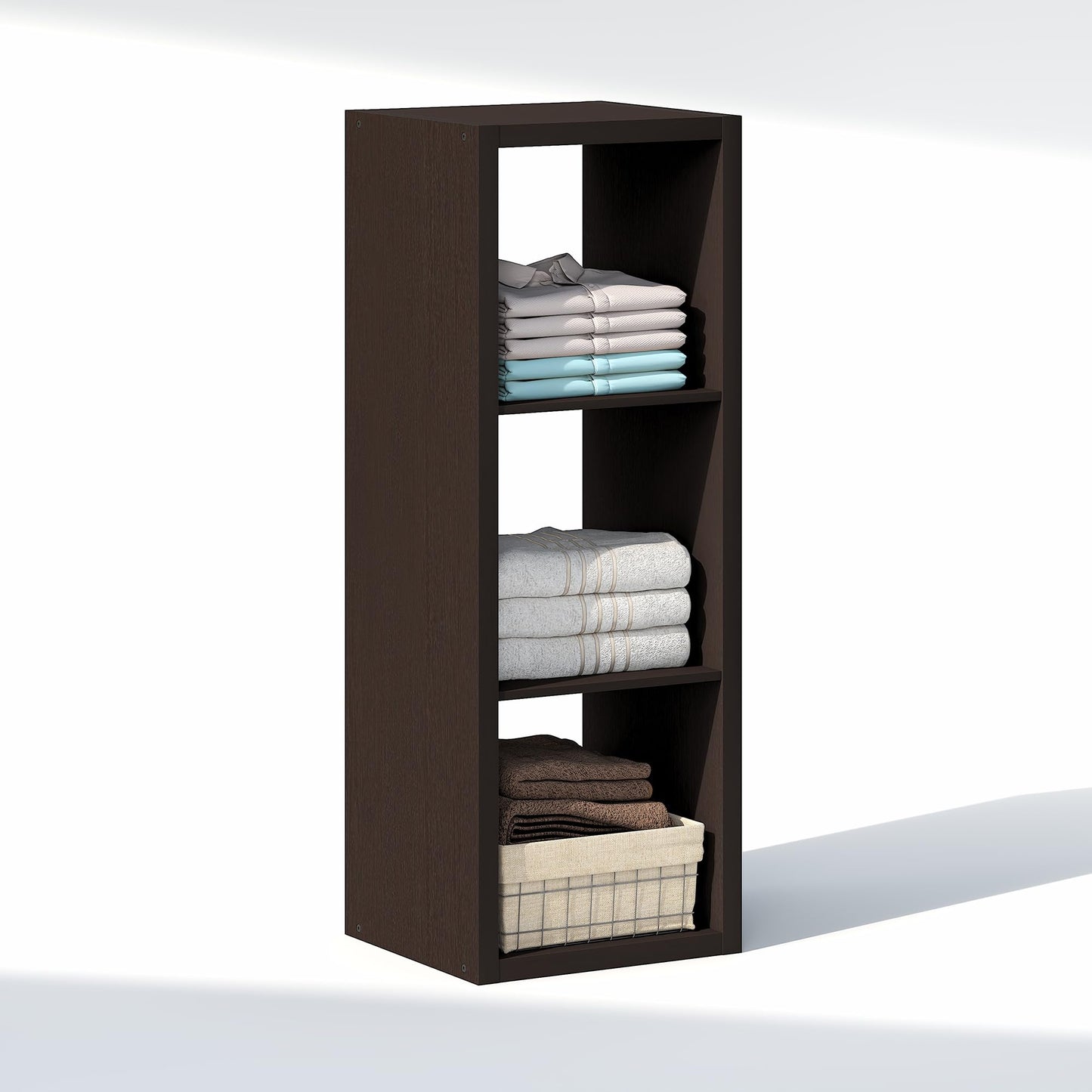 Furinno Cubic Extra Thick 3-Cube Closet Organizers and Storage, Dark Oak