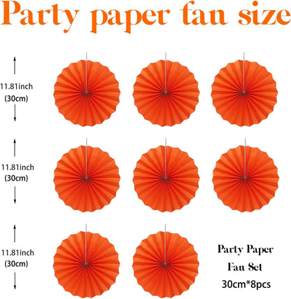 Orange Birthday Party Decorations,DIY Orange Paper Fans Hanging Decoration,12in Halloween Paper