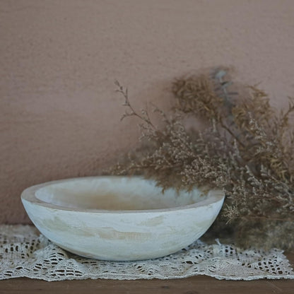 Hand Carved Wooden Decorative Bowl for Home Entryway Decor, Wood Centerpiece Bowl for Coffee Table