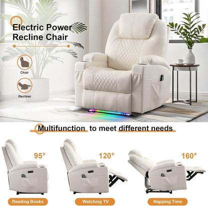AHMED Power Recliner Chair with Vibration Massage & Heat for Adults, Faux Leather Home Theater