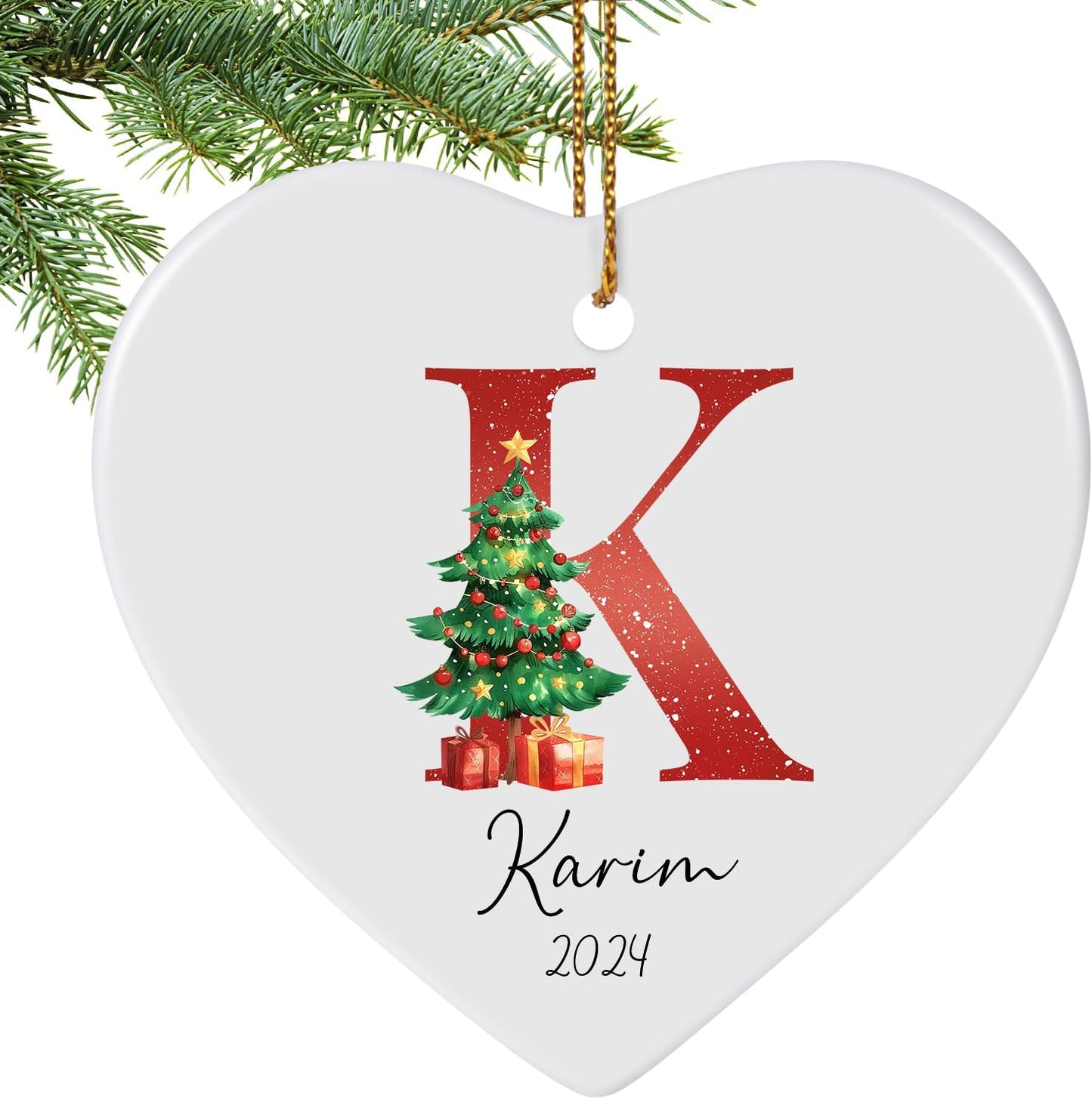 Name Ornaments for Christmas Tree, Personalized Christmas Ornaments, Custom Initial A-Z Monogram