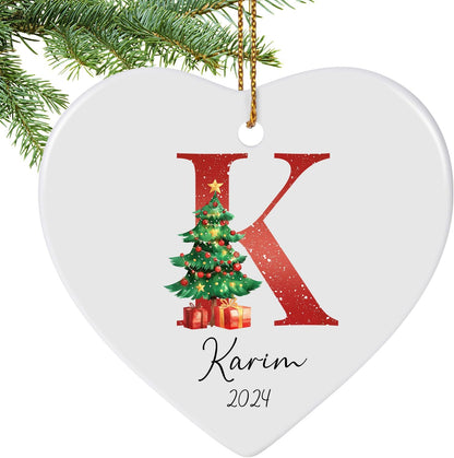 Name Ornaments for Christmas Tree, Personalized Christmas Ornaments, Custom Initial A-Z Monogram