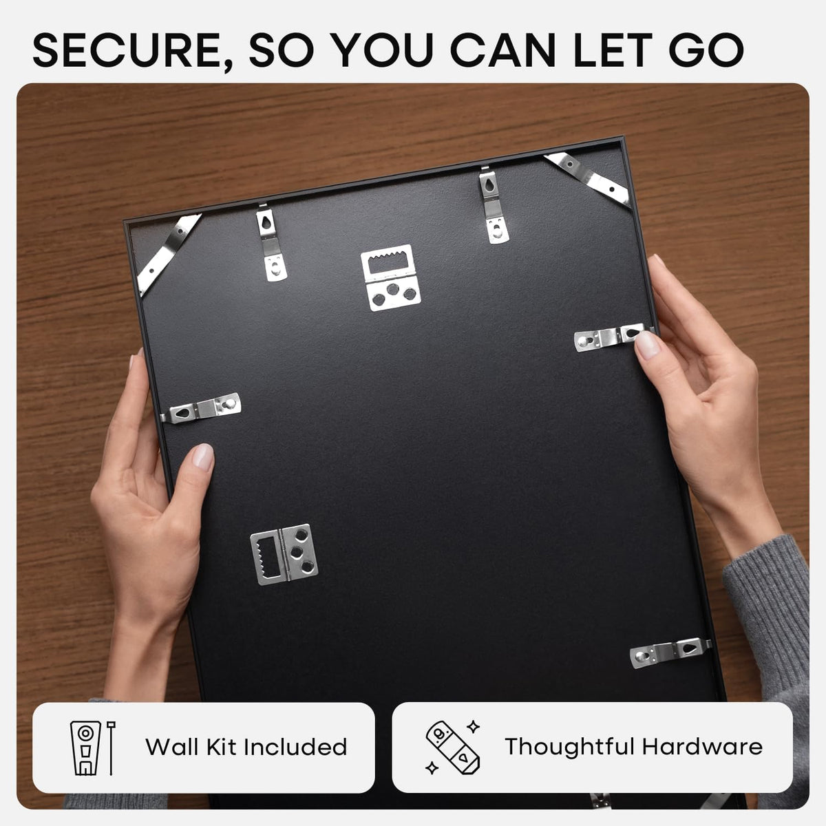Homeforia 16x16 Picture Frame Black, High End Metal 16x16 Square Poster Frame Matted to 12x12