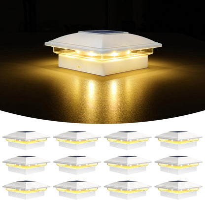 VOLISUN Solar Post Cap Light Outdoor Waterproof 12pack,Solar Fence - Post Lights for 4x4 5x5 6x6