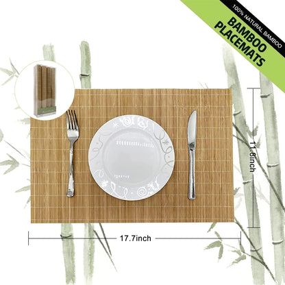 ANDSTAR Set of 2 Pcs Bamboo Placemats Sushi Rolling Mat Japanese Style Natural Anti-Slip Bamboo