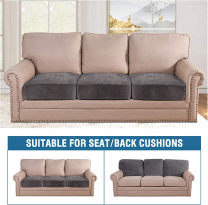 H.VERSAILTEX Velvet Stretch Couch Cushion Cover Plush Cushion Slipcover for Chair Loveseat Sofa