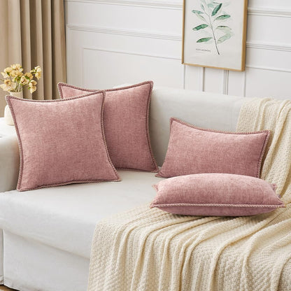 MIULEE Pack of 2 Couch Throw Pillow Covers 24x24 Inch Blush Pink Farmhouse Decorative Pillow Covers