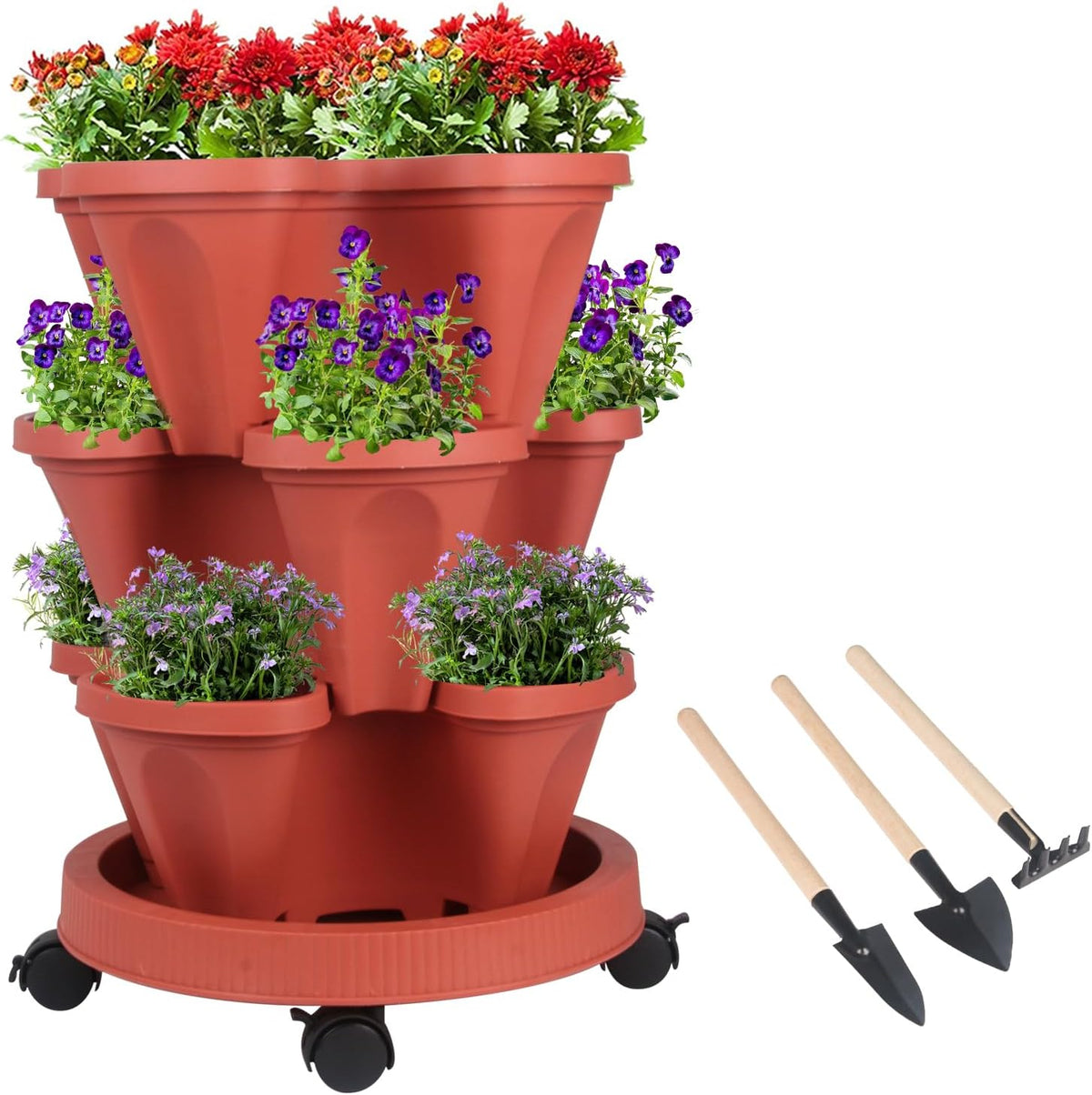 Vertical Planter 3 Tier Stackable Planters Garden Planters Strawberry Herb Flower and Vegetable