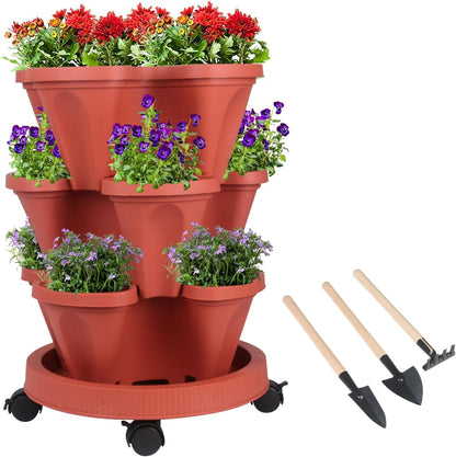 Vertical Planter 3 Tier Stackable Planters Garden Planters Strawberry Herb Flower and Vegetable