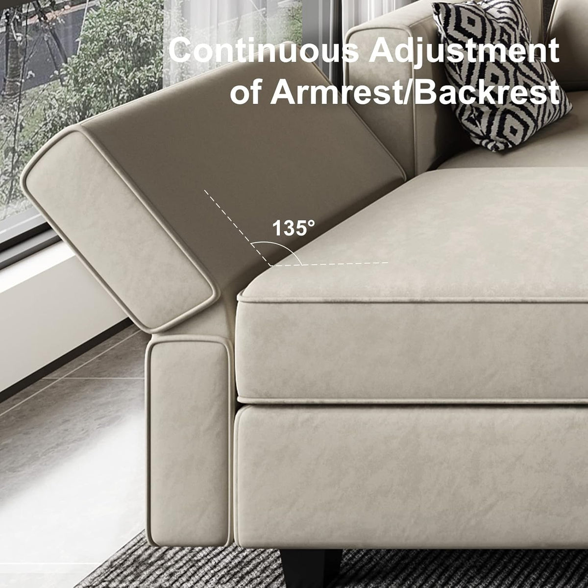 Belffin Modular Sofa Middle Module with Storage Accent Armless Chair for Modular Sectional Sofa