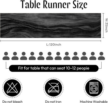 Sioloc Black Cheesecloth Table Runner Fall Autumn Decor for Home 10ft Table Cloth for Wedding