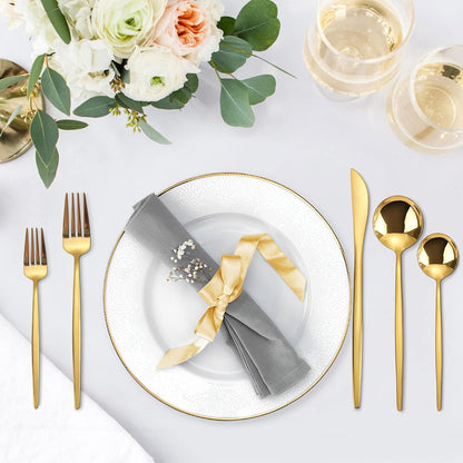 Gold Silverware Set, KassKa 40 Pieces Flatware Cutlery Set, Stainless Steel Utensils Set Spoon Fork