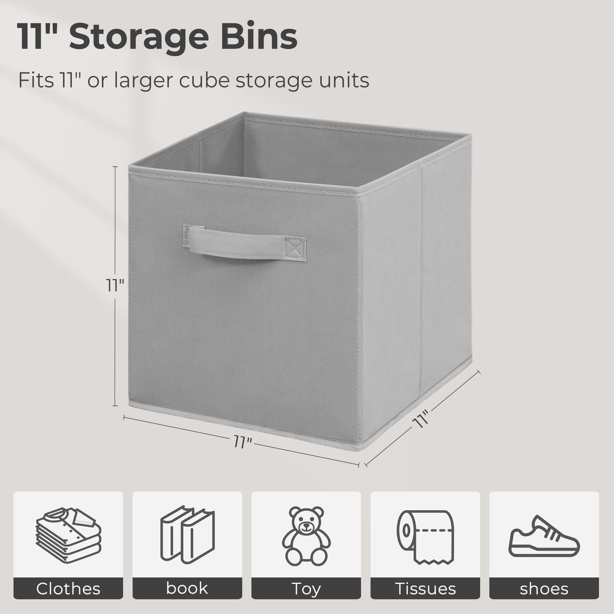 Easi 11 inch Cube Storage Bins, 9 Storage Cube Organizer, Collapsible Fabric storage cubes with
