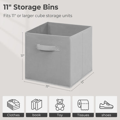 STORAGEIDEAS 11" Fabric Storage Bins, Collapsible Storage Cubes Organizer with Handles, Heavy Duty