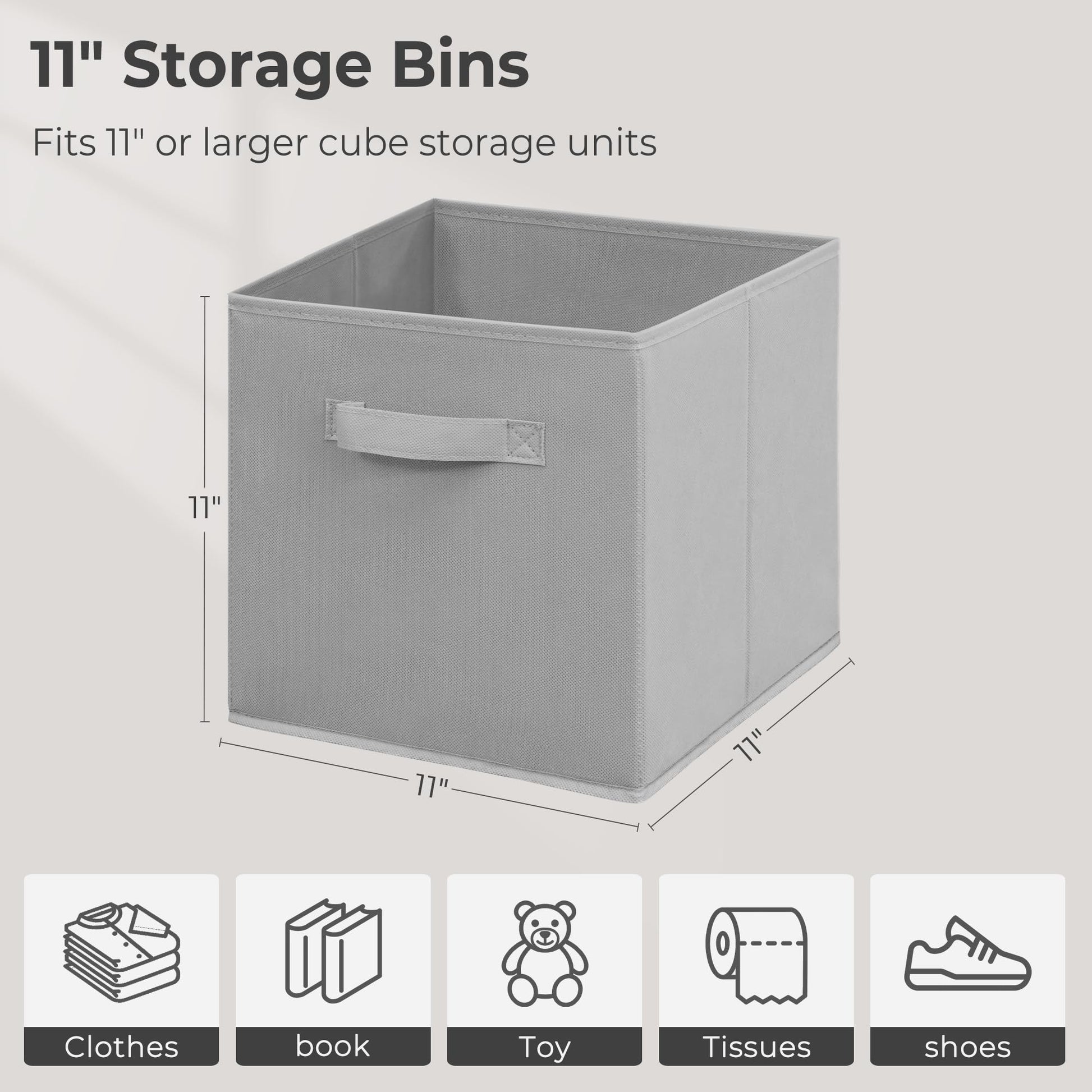 STORAGEIDEAS 11x11 Inch Storage Bins Cubes, Fabric Foldable Storage Box, Collapsible Closet
