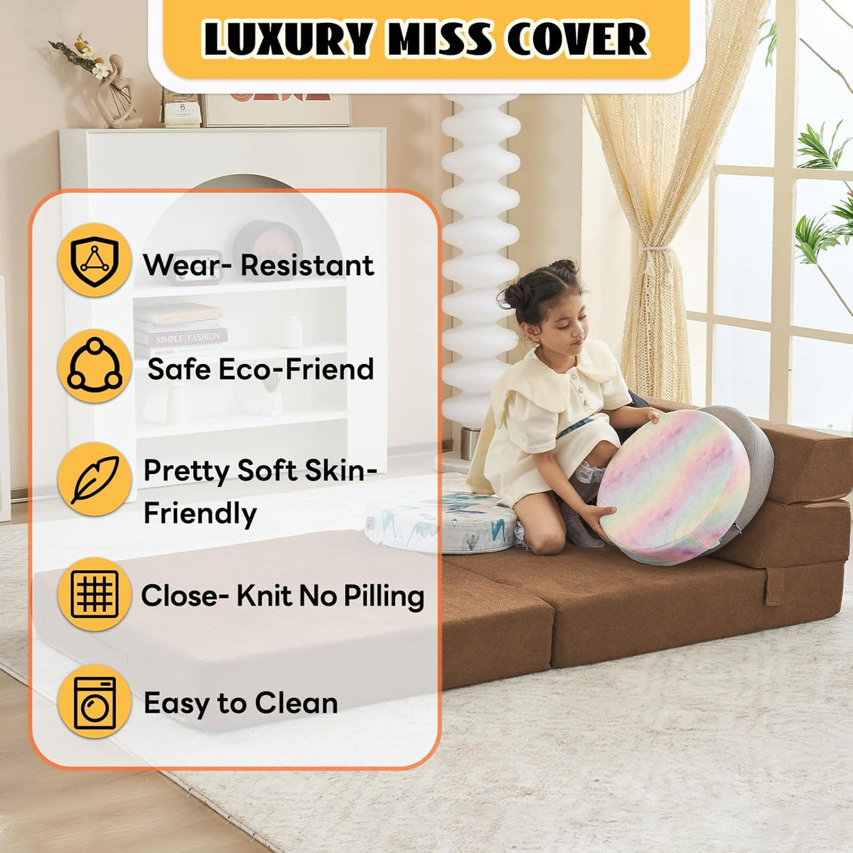 jela Foldable Sofa Bed Large Soft Foam Convertible Sleeper Chair Luxury Miss Fabric Fold Out Chair
