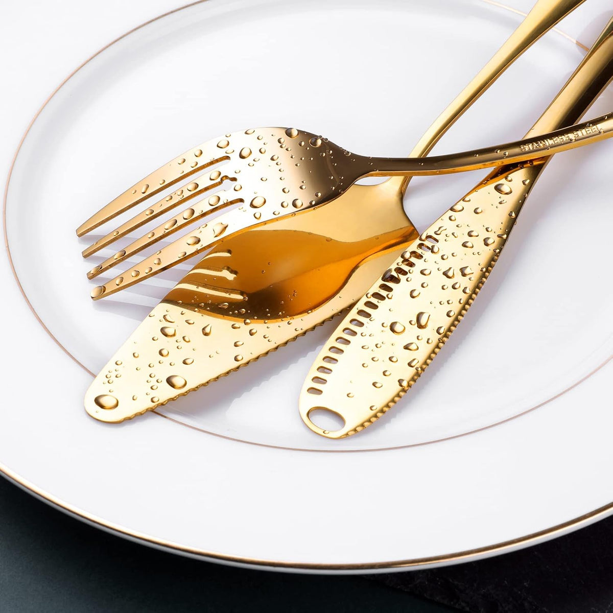 Gold Serving Utensils, OGORI 15-Piece Stainless Steel Gold Serving Utensils Set Include Serving