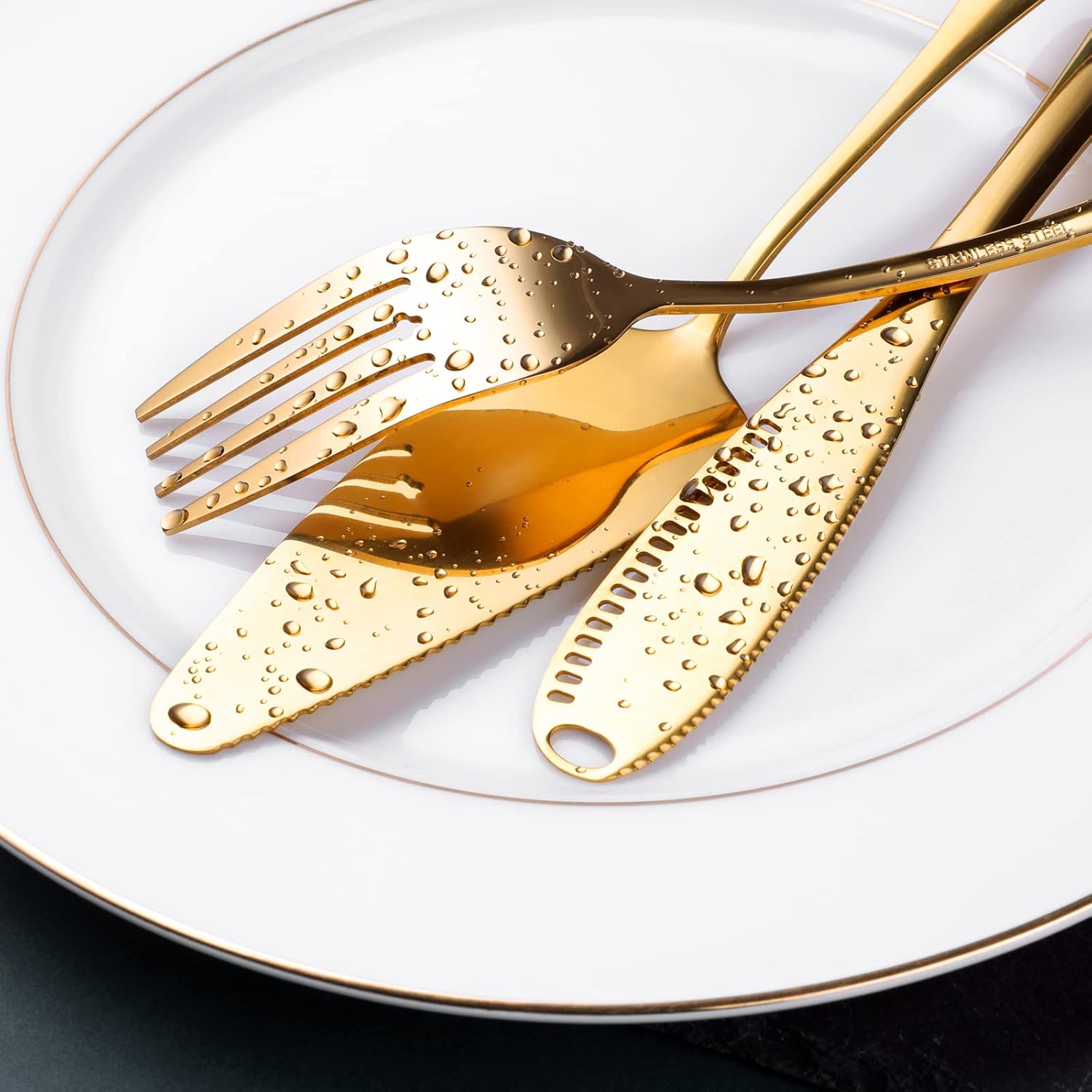 Gold Serving Utensils, OGORI 15-Piece Stainless Steel Gold Serving Utensils Set Include Serving