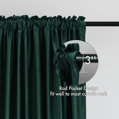 MIULEE Dark Green Velvet Curtains Thermal Insulated Blackout Curtain Christmas Emerald Green Drapes