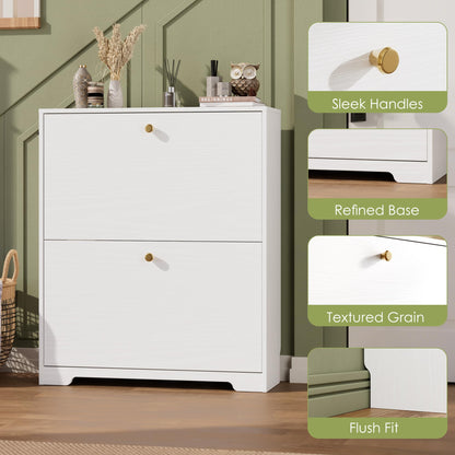 Nicetree Shoe Cabinet with 2 Flip Drawers, Narrow Shoe Organizer Cabinet, Freestanding Shoe Rack