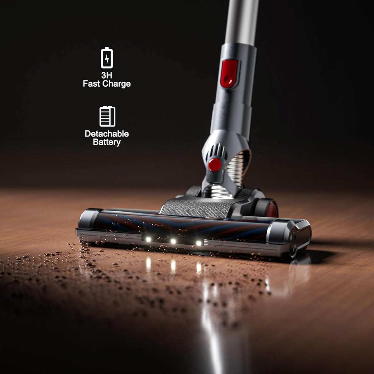 Cordless Vacuum Cleaner, Powerful Battery Vacuum Cleaner Cordless with LED Touch Screen & 2 Speeds