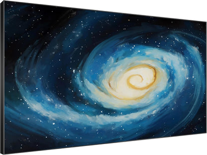 SIGNWIN 46"x72" Extra Large Framed Wall Art Spiral Galaxy Vivid Blue and Yellow Cosmic Space
