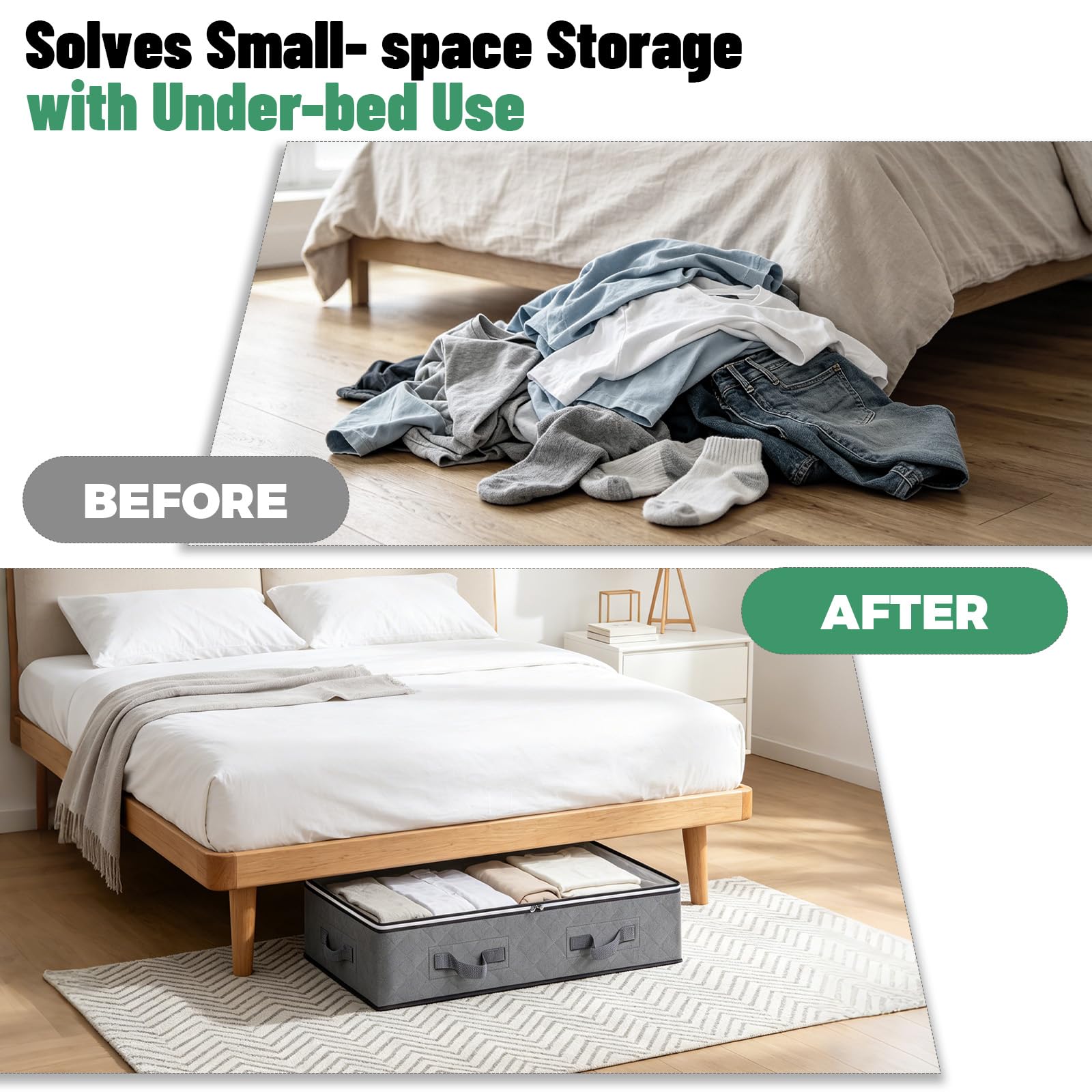 Pterying 6 Pack Under Bed Storage Containers with Transparent Clear Window
