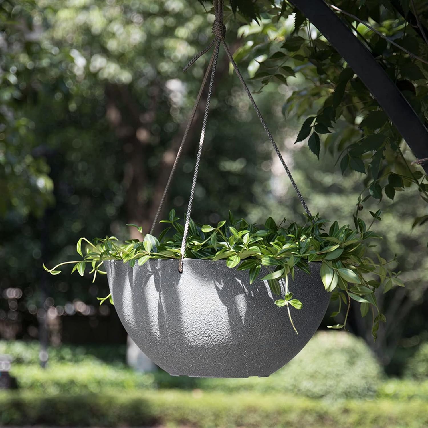LA JOLIE MUSE Large Hanging Planters for Outdoor Plants - Hanging Flower Pots Weathered Gray (13.2