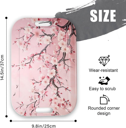 Serving Trays with Handles, 14.5 x 9.8 inch Rectangular Plastic Tray for Restaurant, Kitchen, Pink