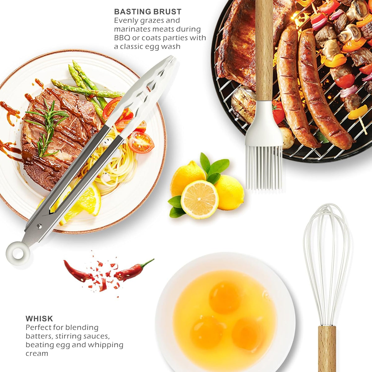 Silicone Cooking Utensils Set - 446°F Heat Resistant Silicone Kitchen Utensils for Cooking,Kitchen