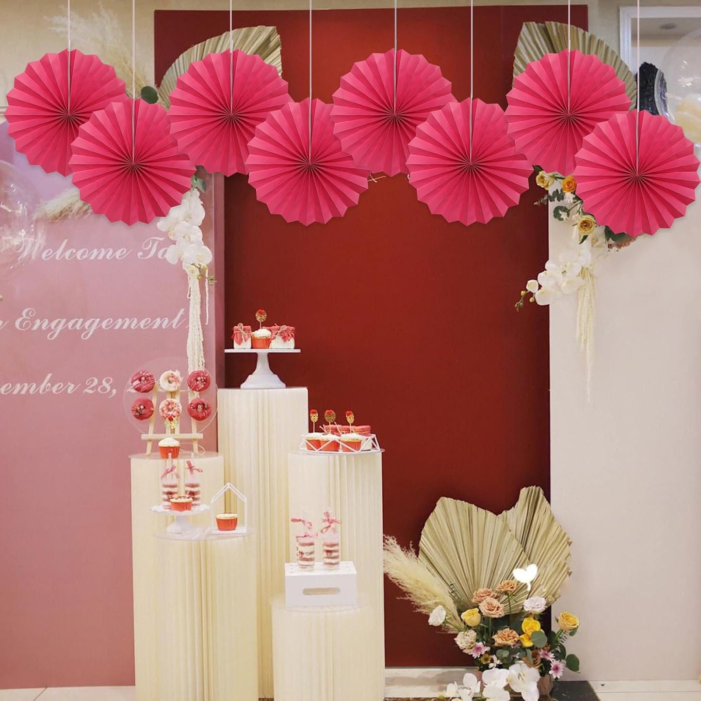 Red Birthday Decorations,DIY Red Paper Fans Hanging Decoration ,Party Supplies Party Fans 12in