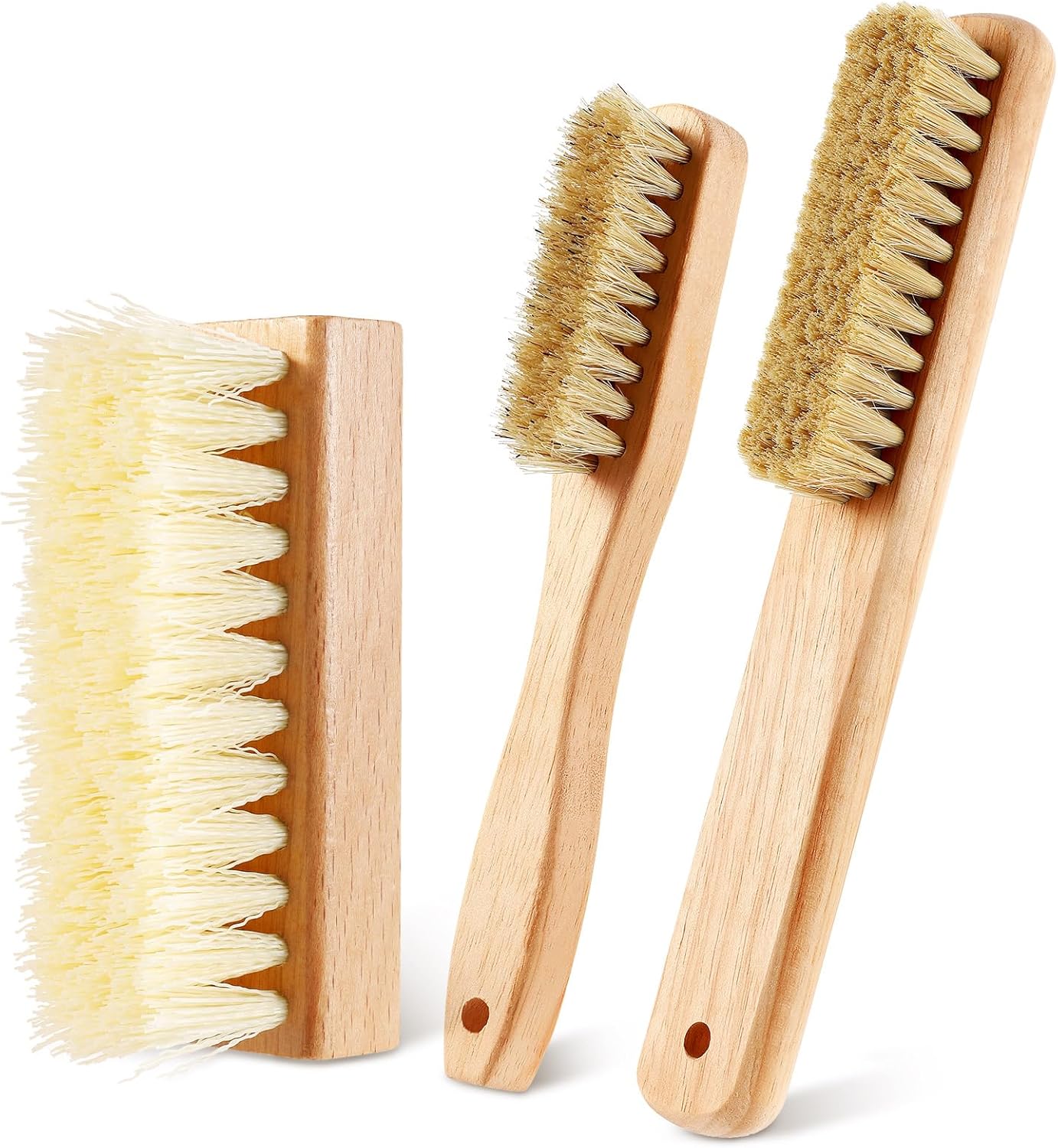 3 Pcs Wood Laundry Stain Brush Stain Remover Brushes with Boar Bristle Small Stain Brush for