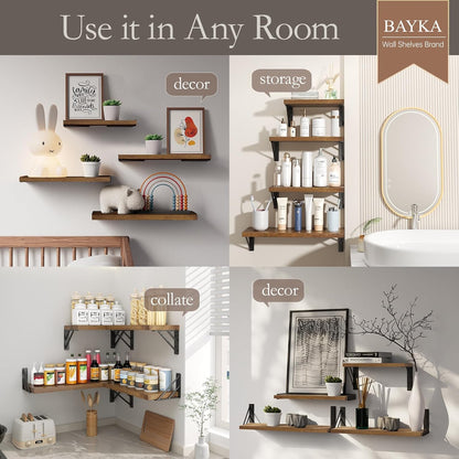 BAYKA Floating Shelves for Wall, Book Shelf for Bedroom, Wall Decor Shelves for Living Room