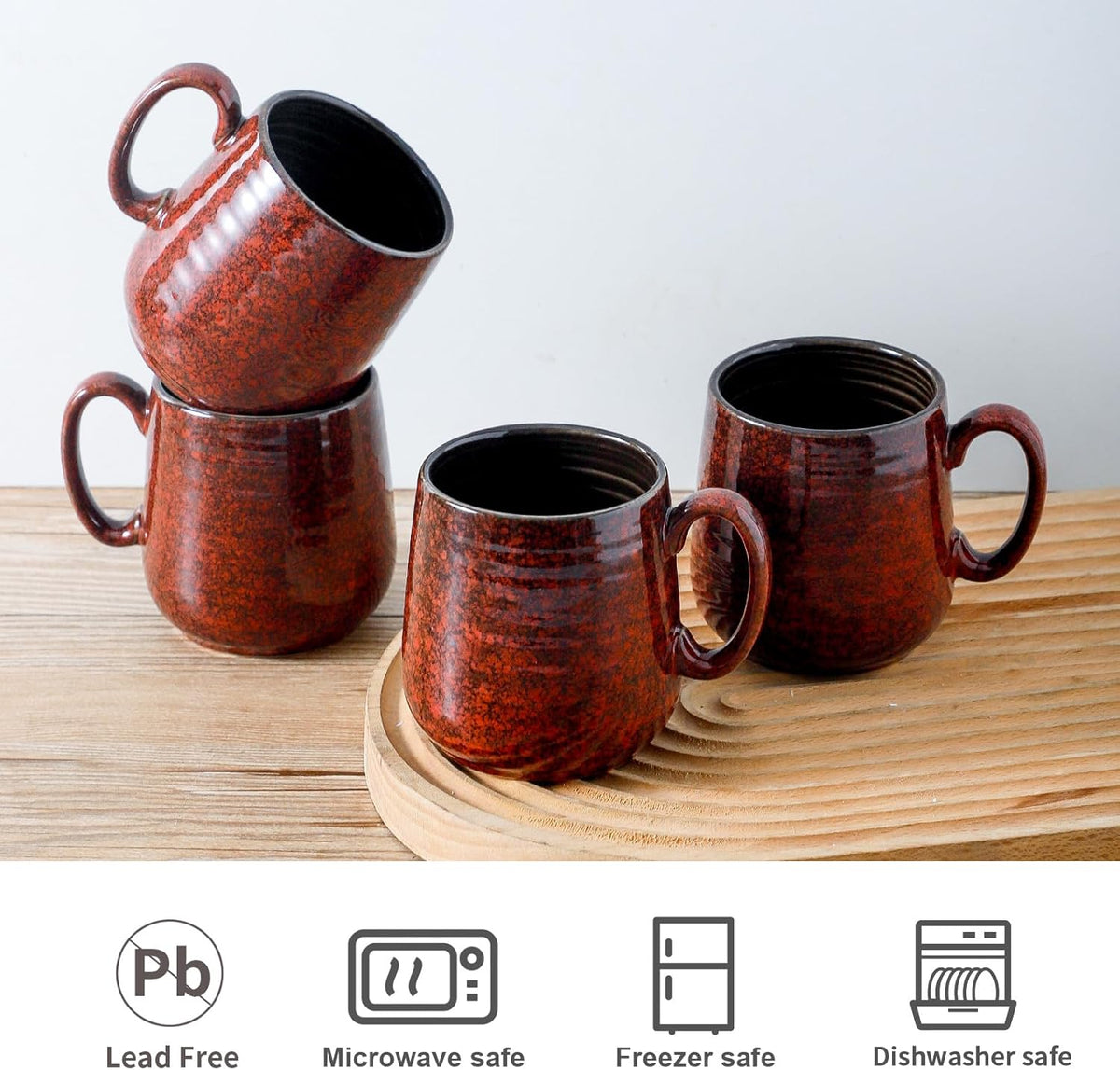 Hasense Ceramic Coffee Mugs Set of 4, 8 oz Small Coffee Cups, Porcelain Mug with Handle for