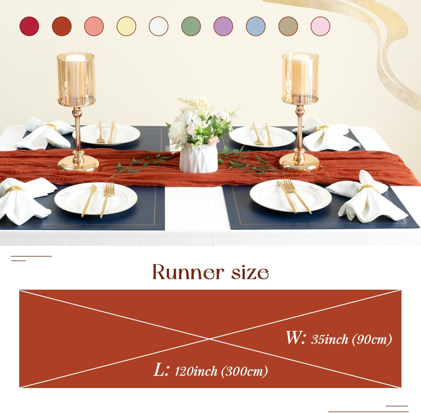 Sioloc Terracotta Table Cloth Cheesecloth Table Runner 10ft Rustic for Tea Wedding Party Baby