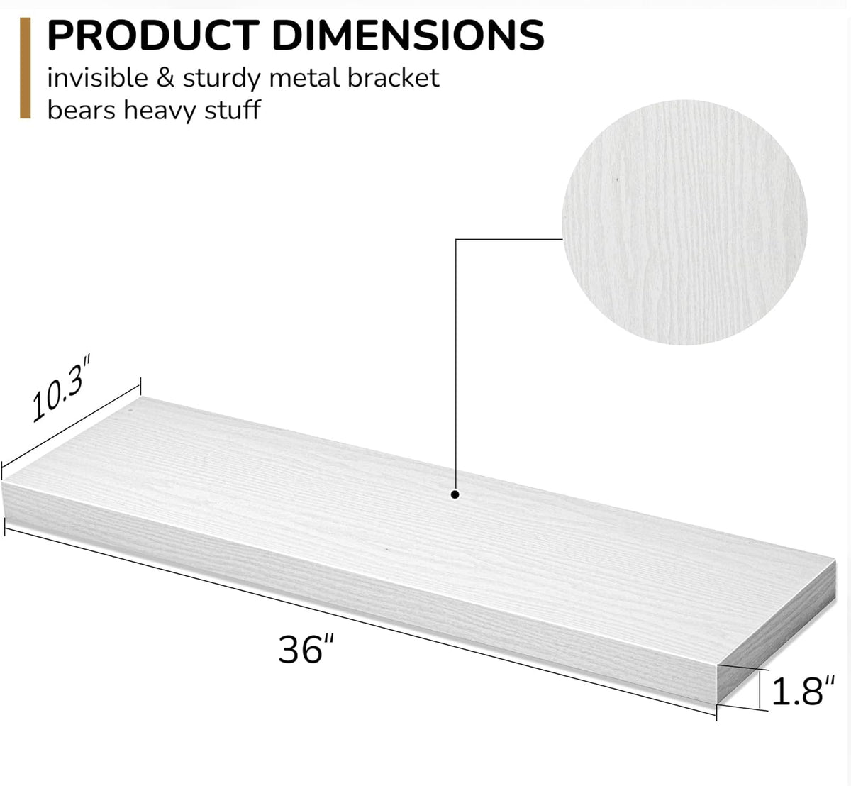 Floating Shelves - 10.3 Inch Deep Wall Shelf for Decor & Storage - Wall Mounted Display Shelving