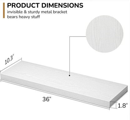Floating Shelves - 10.3 Inch Deep Wall Shelf for Decor & Storage - Wall Mounted Display Shelving