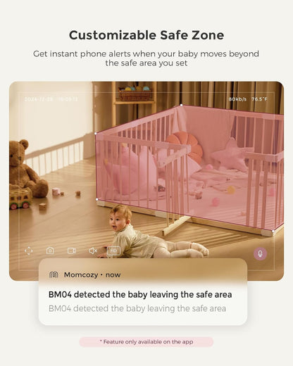 Momcozy Smart WiFi Baby Monitor, APP Control Baby Monitor with Camera & Audio, Danger Zone Alert