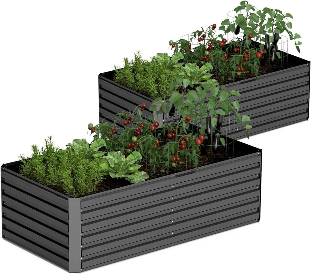 8x4x2 ft Raised Garden Bed, Large Metal Planter Raised Beds, Planters for Outdoor Plants for