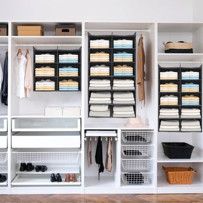 5 Tier Shelf Hanging Closet Organizer, Dual-Row 10 Pocket Cloth Hanging Shelf with 3 Sturdy Hooks