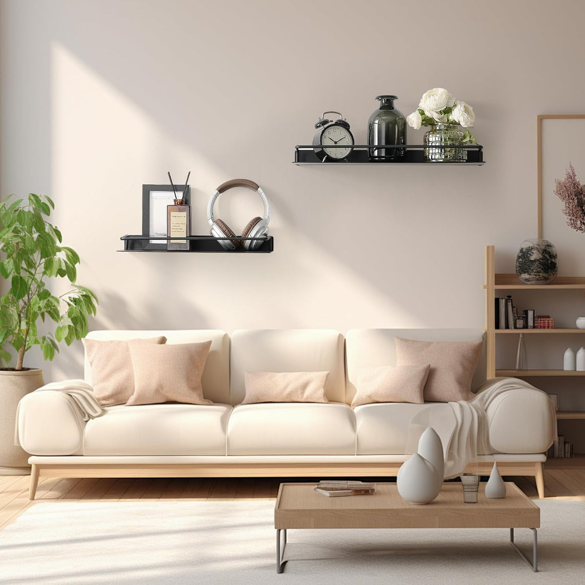 JOOM Metal Wall Floating Shelf - Metal Wall Shelf, Black Floating Shelf, Small Bathroom Shelf
