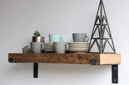 Urban Legacy Reclaimed Barn Beam Deep Shelves | Deep Shelves with Brackets Included, Set of 2 |