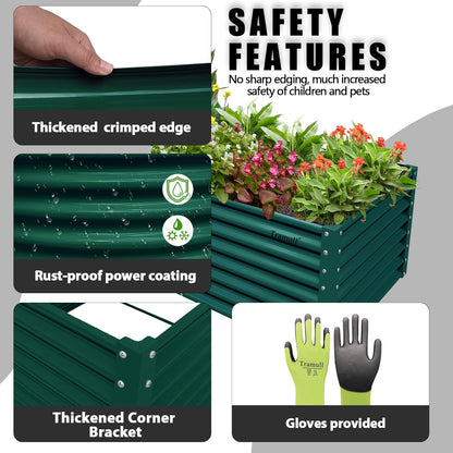1 Pack 8x3x2FT Galvanized Raised Garden Bed Kit Retangular Metal Ground Planter Box Outdoor