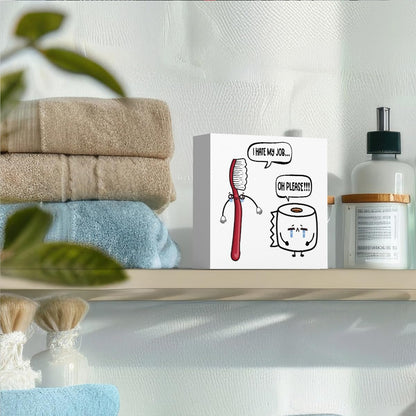Funny Bathroom Decor, Funny Bathroom Wall Art, Black and White Bathrooms Decoration Decor for