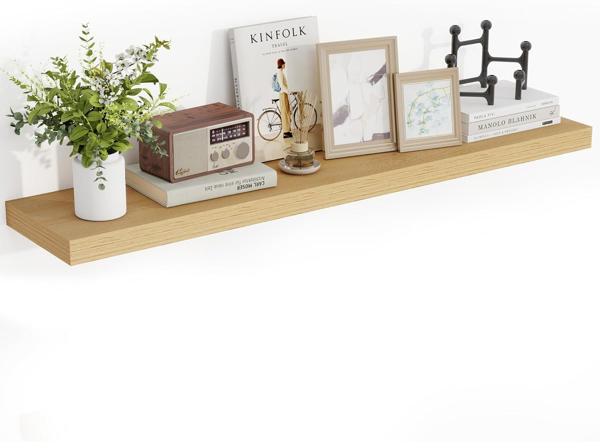 48 Inch Floating Shelves, 3D Textured Wood Grain, 48"x9.25"x1.5" Inch Deep Floating Shelves for
